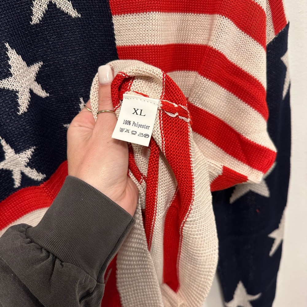 Patriotic American Flag Knit stars and stripes Sweater Size XL - Picture 5 of 6